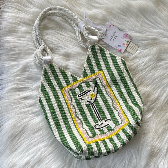 Made in India Handbags - 🍸🫒Beaded Martini Glass Handbag Purse Multicolor NWT Staud Anthropologie🍸🫒